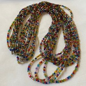 Lot of 9 multicolor glass beads strands unfinished for jewelry and crafts 30” L